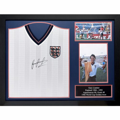 England FA 1986 Lineker Signed Shirt (Framed)-TM-03195