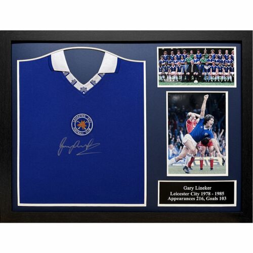 Leicester City FC 1978 Lineker Signed Shirt (Framed)-TM-03197