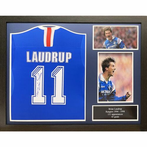 Rangers FC Laudrup Signed Shirt (Framed)-TM-03205