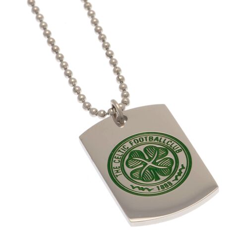 Celtic FC Enamel Crest Dog Tag & Chain-TM-03353