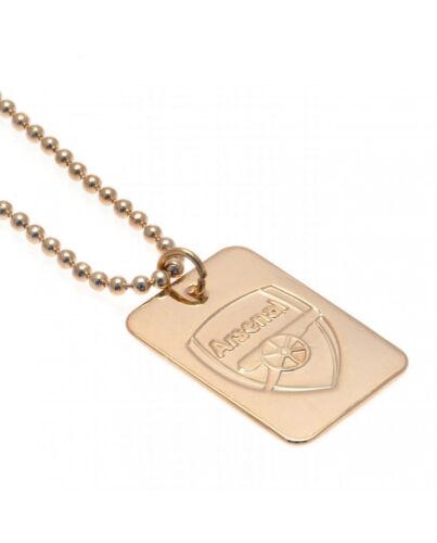 Arsenal FC Gold Plated Dog Tag & Chain Maznun Football