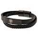 Manchester City FC Black IP Leather Bracelet