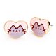 Pusheen Gold Plated Heart Stud Earrings-TM-04742