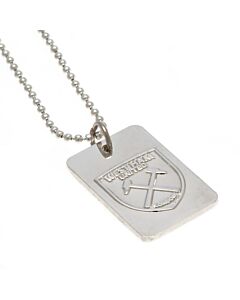 West Ham United FC Silver Plated Dog Tag & Chain Maznun Football