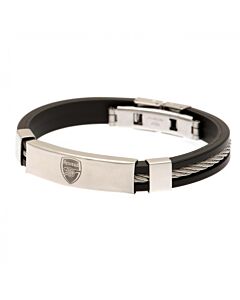 Arsenal FC Silver Inlay Silicone Bracelet Maznun Football