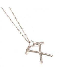 West Ham United FC Sterling Silver Hammers Pendant & Chain Maznun Football