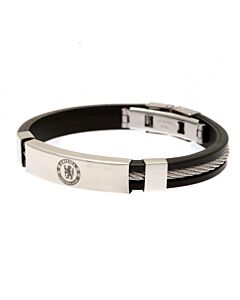Chelsea FC Silver Inlay Silicone Bracelet Maznun Football