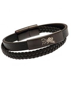 Liverpool FC Liverbird Black IP Leather Bracelet Maznun Football