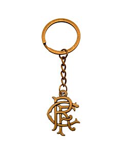 Rangers FC Antique Gold Scroll Crest Keyring Maznun Football