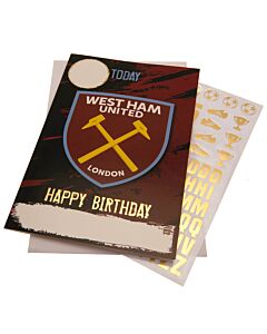 West Ham United FC Birthday Card With Stickers Maznun Football