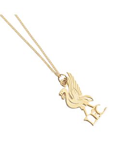 Liverpool FC 18ct Gold Plated on Silver Liverbird Pendant & Chain Maznun Football