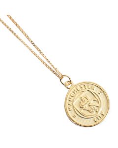 Manchester City FC 18ct Gold Plated on Silver Pendant & Chain Maznun Football