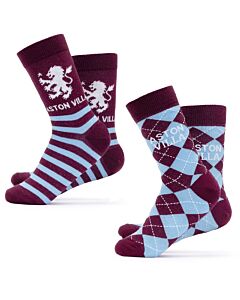 Aston Villa FC Twin Pack Dress Socks 7-11 Maznun Football