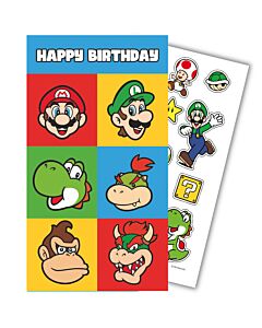 Super Mario Birthday Card With Stickers Maznun Football