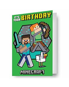 Minecraft 3D Lenticular Birthday Card Maznun Football