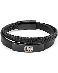 Aston Villa FC Black IP Leather Bracelet Maznun Football